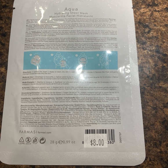 Farmasi Aqua Face Sheet Masks 3 in bundle - Picture 3 of 3